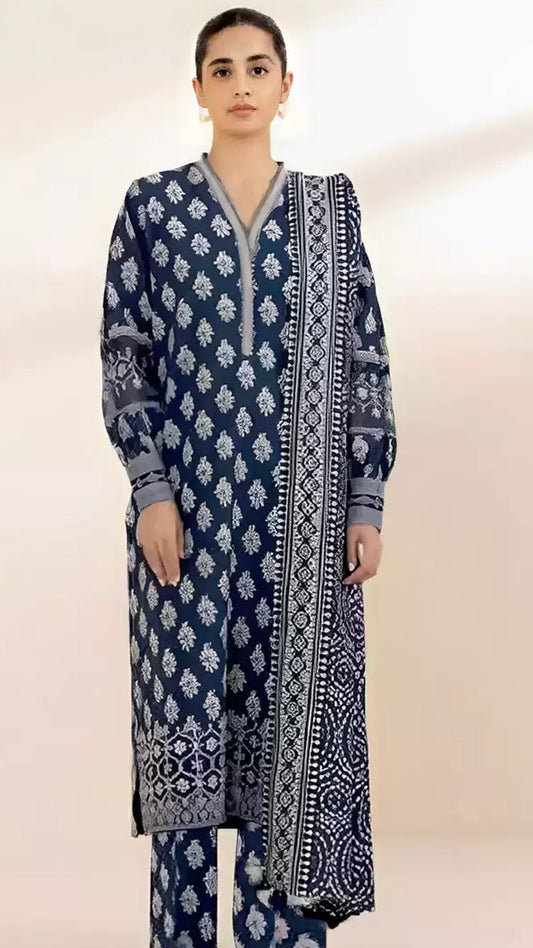 KHAADI 3 PC LAWN PRINTED SUIT