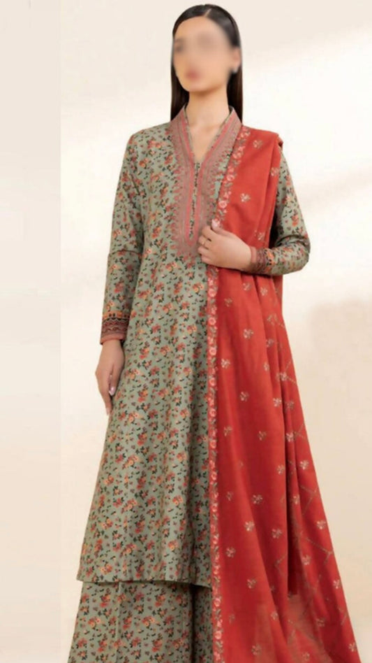 KHAADI 3 PC LAWN PRINTED SUIT