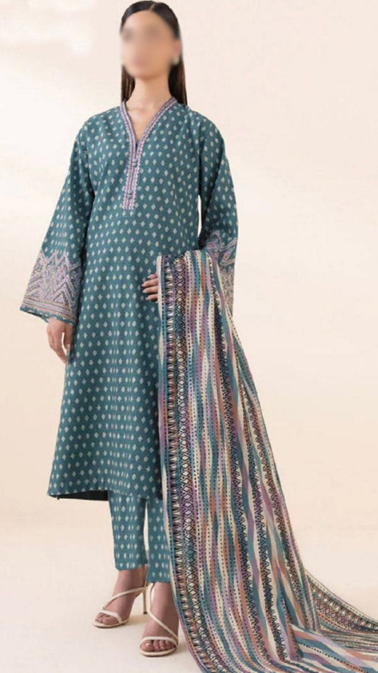 KHAADI 3 PC LAWN PRINTED SUIT
