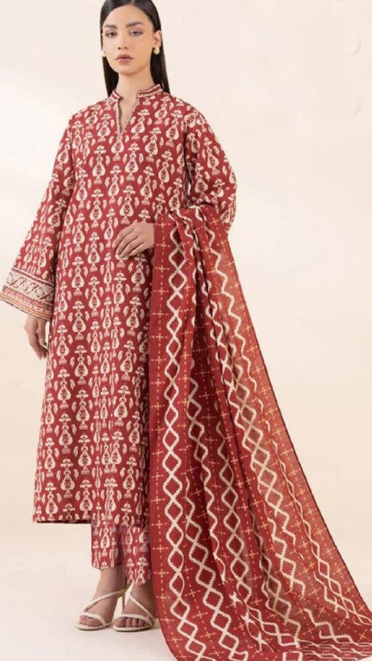 KHAADI 3 PC LAWN PRINTED SUIT