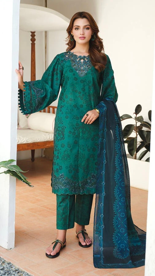 BAR0QUE 3 PC LAWN PRINTED SUIT