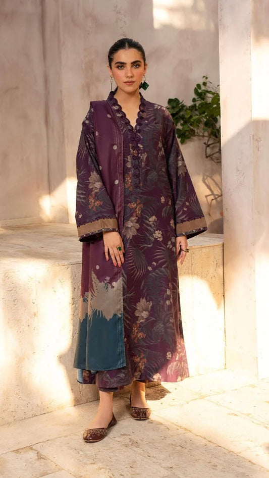 BAR0QUE 3 PC LAWN PRINTED SUIT