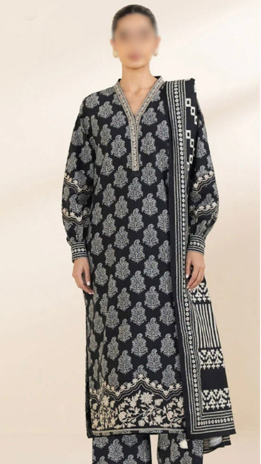 KHAADI 3 PC LAWN PRINTED SUIT